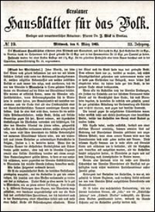 Breslauer Hausblätter für das Volk. Jg. 3, Nr. 19 (1865)