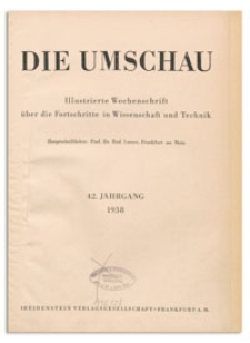 Die Umschau : Illustrierte Wochenschschrift über die Fortschritte in Wissenschaft und Technik. 42. Jahrgang, 1938, Heft 1