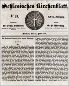 Schlesisches Kirchenblatt. Jg. 18, Nr. 24 (1852) + Beilage
