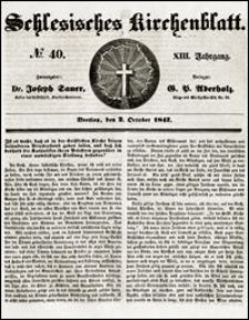 Schlesisches Kirchenblatt. Jg. 13, Nr. 40 (1847) + Beilage