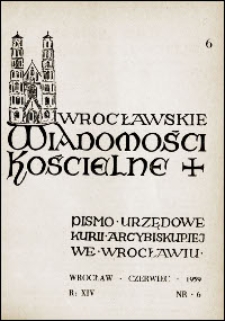 Wrocławskie Wiadomości Kościelne. R. 14, 1959, nr 6
