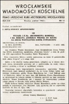 Wrocławskie Wiadomości Kościelne. R. 17, 1962, nr 12