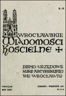 Wrocławskie Wiadomości Kościelne. R. 22, 1967, nr 8-9