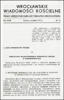 Wrocławskie Wiadomości Kościelne. R. 27, 1972, nr 12