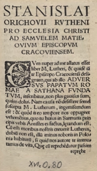 Pro ecclesia Christi ad Samuelem Macieiovium Episcopum Crac[oviensem]