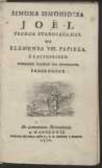 Simona Simonidesa Joël Prorok Starozakonny Do Klemensa VIII. Papieza : Z Łacinskiego Wierszem Polskim Nie Rytmowym Przełozony