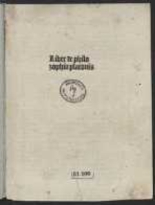 Liber de philosophia Platonis. Praec. Marsilius Ficinus: Argumentum in librum Platonis de philosophia