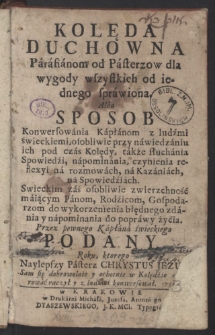 Kolęda Duchowna Parafianom od Pasterzow dla wygody wszystkich od iednego sprawiona […]