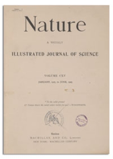 Nature : a Weekly Illustrated Journal of Science. Volume 115, 1925 March 28, [No. 2891]