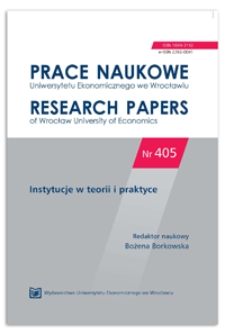 Efektywność instytucji a jakość życia w warunkach globalnej gospodarki wiedzy. Prace Naukowe Uniwersytetu Ekonomicznego we Wrocławiu = Research Papers of Wrocław University of Economics, 2015, Nr 405, s. 238-248