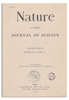 Nature : a Weekly Illustrated Journal of Science. Volume 127, 1931 April 25, [No. 3208]