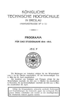 Programm für das studienjahr 1914-1915