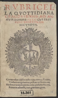Rubricella Quottidiana Cracoviensis Ad Annum Domini 1550 Qui Erit Post Bissextilem Secundus