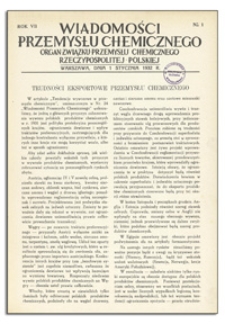 Wiadomości Przemysłu Chemicznego : Organ Związku Przemysłu Chemicznego Rzeczypospolitej Polskiej. R. VII, 15 stycznia 1932, nr 2