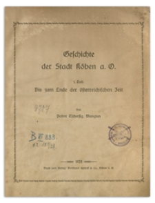 Geschichte der Stadt Köben a. O. 1 tl. , Bis zum Ende der österreichischen Zeit