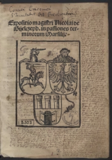 Expositio magistri Nicolai de Gijelczeph in passiones terminorum Marsilii