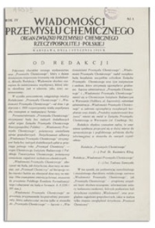 Wiadomości Przemysłu Chemicznego : Organ Związku Przemysłu Chemicznego Rzeczypospolitej Polskiej. R. IV, 15 grudnia 1929, nr 24