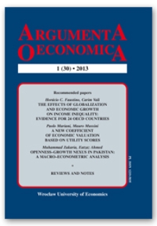 Argumenta Oeconomica, 2013, Nr 1 (30) - Spis treści