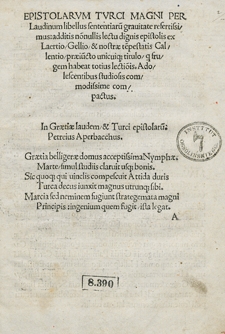 Epistolarum Turci Magni [...] Libellus [...]