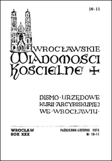 Wrocławskie Wiadomości Kościelne. R. 30 (1975), nr 10/11