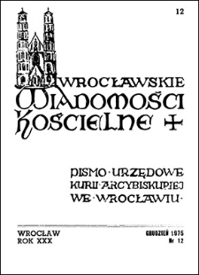 Wrocławskie Wiadomości Kościelne. R. 30 (1975), nr 12