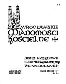 Wrocławskie Wiadomości Kościelne. R. 32 (1977), nr 3/4