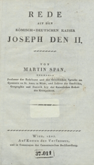 Rede auf den römisch-deutschen Kaiser Joseph den II