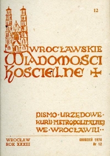 Wrocławskie Wiadomości Kościelne. R. 33 (1978), nr 12