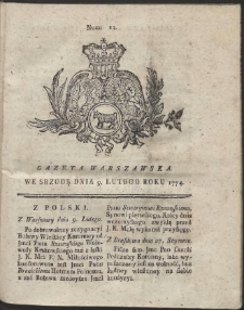 Gazeta Warszawska. R.1774 Nr 12
