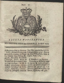 Gazeta Warszawska. R.1774 Nr 52