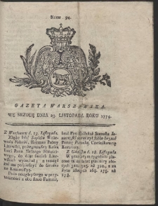 Gazeta Warszawska. R.1774 Nr 94
