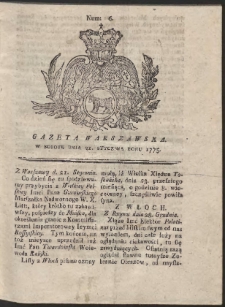 Gazeta Warszawska. R.1775 Nr 6