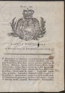 Gazeta Warszawska. R.1775 Nr 32
