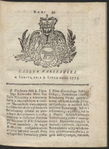 Gazeta Warszawska. R.1775 Nr 54