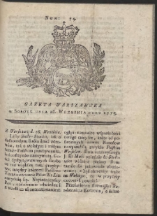 Gazeta Warszawska. R.1775 Nr 74