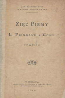 Zięć firmy L. Feinband & Comp. : powieść