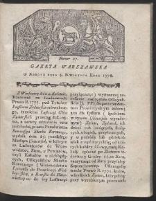 Gazeta Warszawska. R.1778 Nr 27