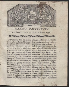 Gazeta Warszawska. R.1778 Nr 58