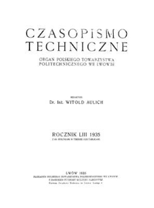 Czasopismo Techniczne. R. 53, 20 sierpnia 1935, Nr 15 i 16