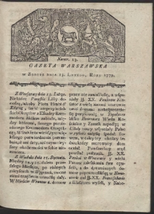 Gazeta Warszawska. R. 1779 Nr 13
