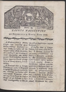 Gazeta Warszawska. R. 1779 Nr 18