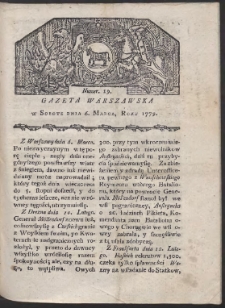 Gazeta Warszawska. R. 1779 Nr 19
