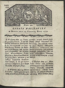 Gazeta Warszawska. R. 1779 Nr 49
