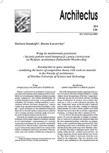 Wstęp do modelowania przestrzeni– łączenie podstaw teorii kompozycji z pracą z tworzywem na Wydziale Architektury Politechniki Wrocławskiej