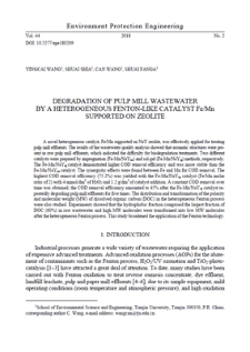 Degradation of pulp mill wastewater by a heterogeneous Fenton-like catalyst Fe/Mn supported on zeolite