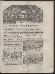 Gazeta Warszawska. R. 1780 Nr 46
