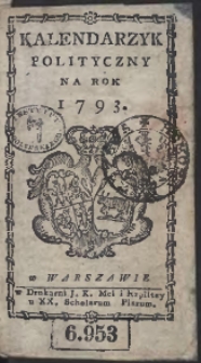 Kalendarzyk Polityczny Na Rok 1793