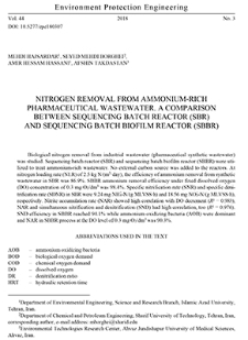 Nitrogen removal from ammonium-rich pharmaceutical wastewater. A comparison between sequencing batch reactor (SBR) and sequencing batch biofilm reactor (SBBR)