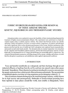 Ferric hydroxide-based media for removal of toxic arsenic species. Kinetic, equilibrium and thermodynamic studies
