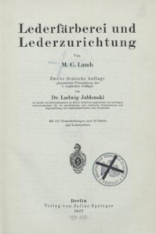 Lederfärberei und Lederzurichtung